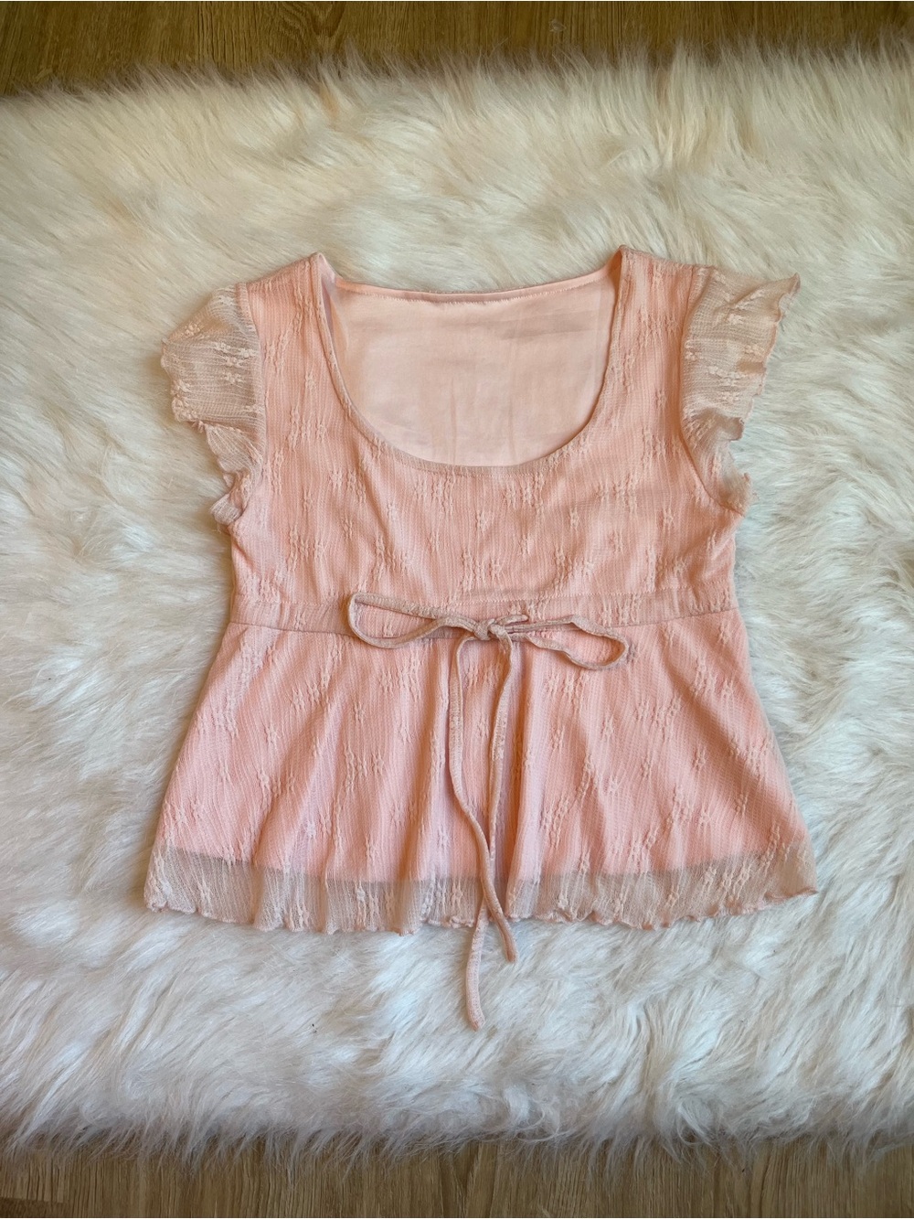 NWT Baby Pink Coquette Milkmaid Peplum Top - Size S (No Brand Tag)